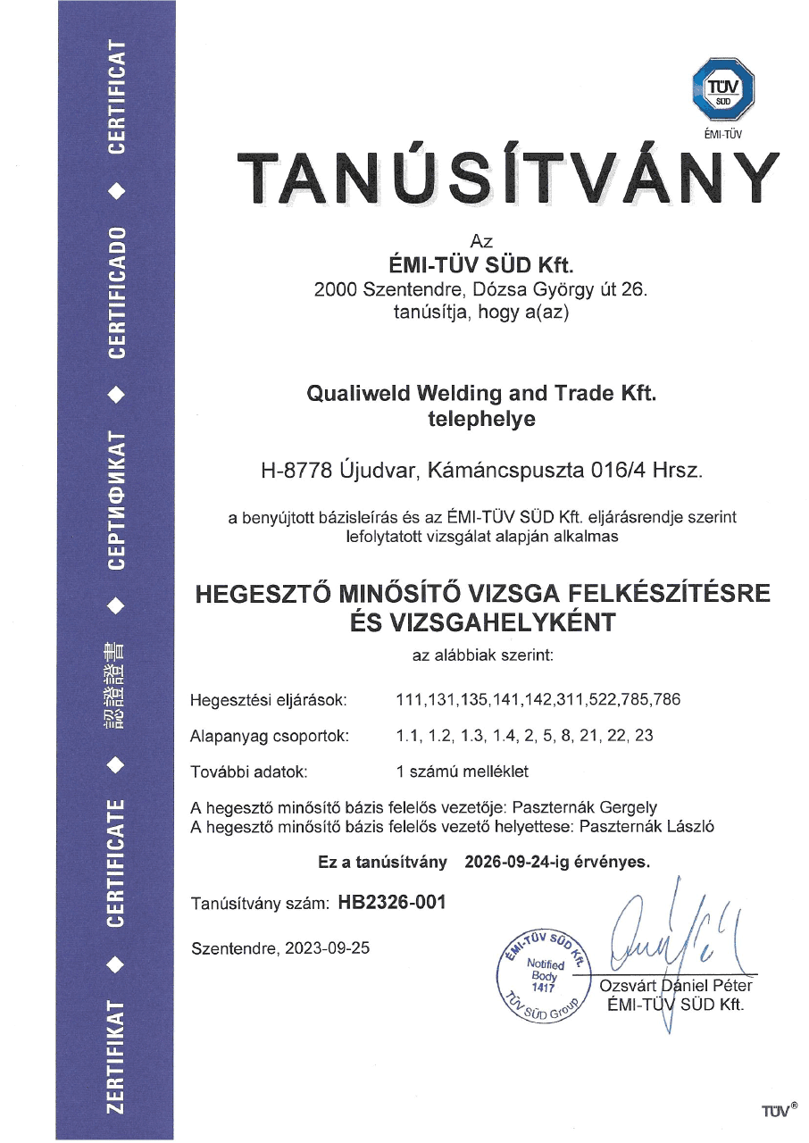 HBSZ2326 001 tanúsítvány 1